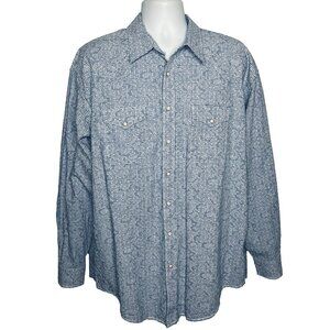 Panhandle Slim Rough Stock Blue White Check Paisley Pearl Snap Western S…